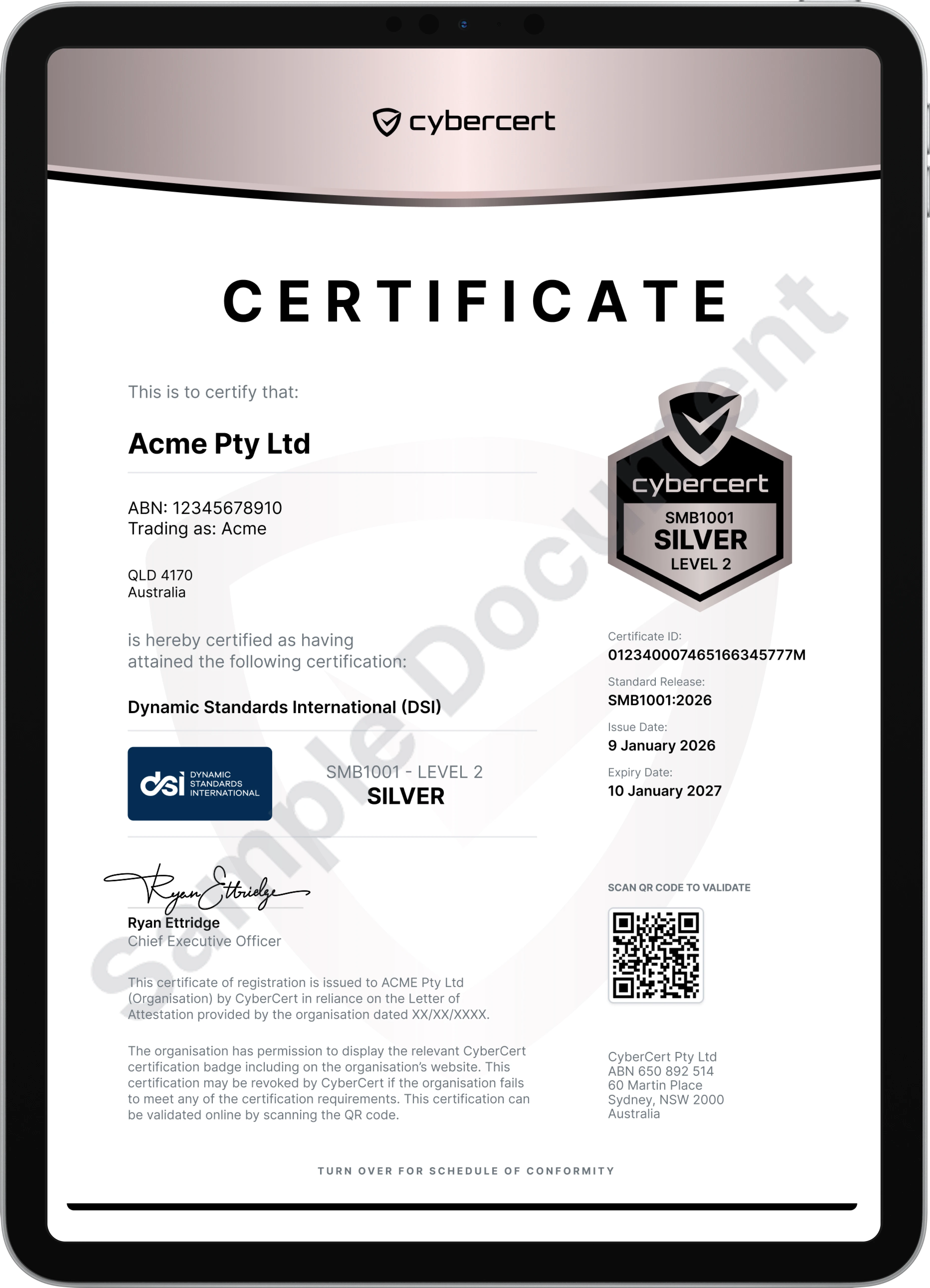 Certificate Cover